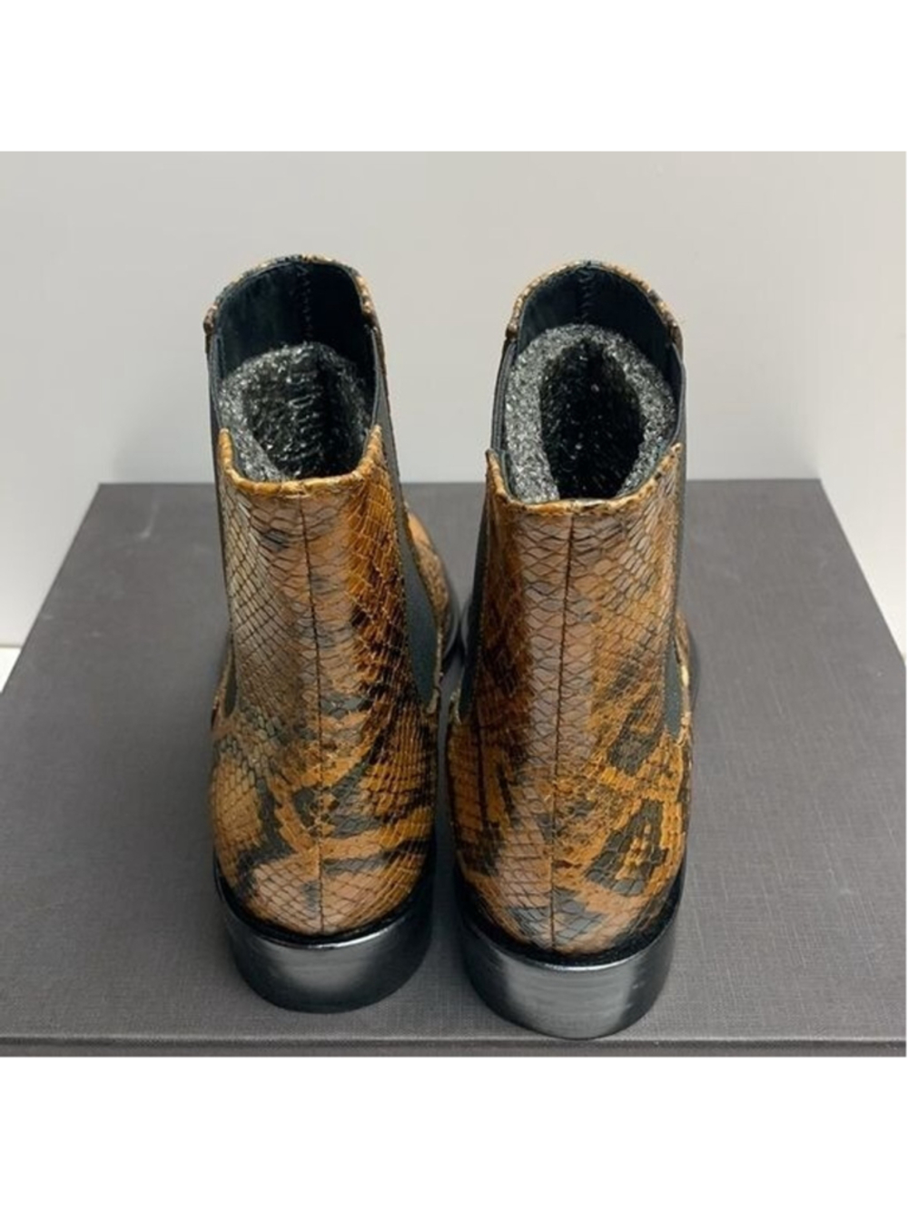Freda Salvador Joan Chelsea Boots Womens 7.5 M Brass Snake Embossed Leather- 004 - Picture 5 of 10